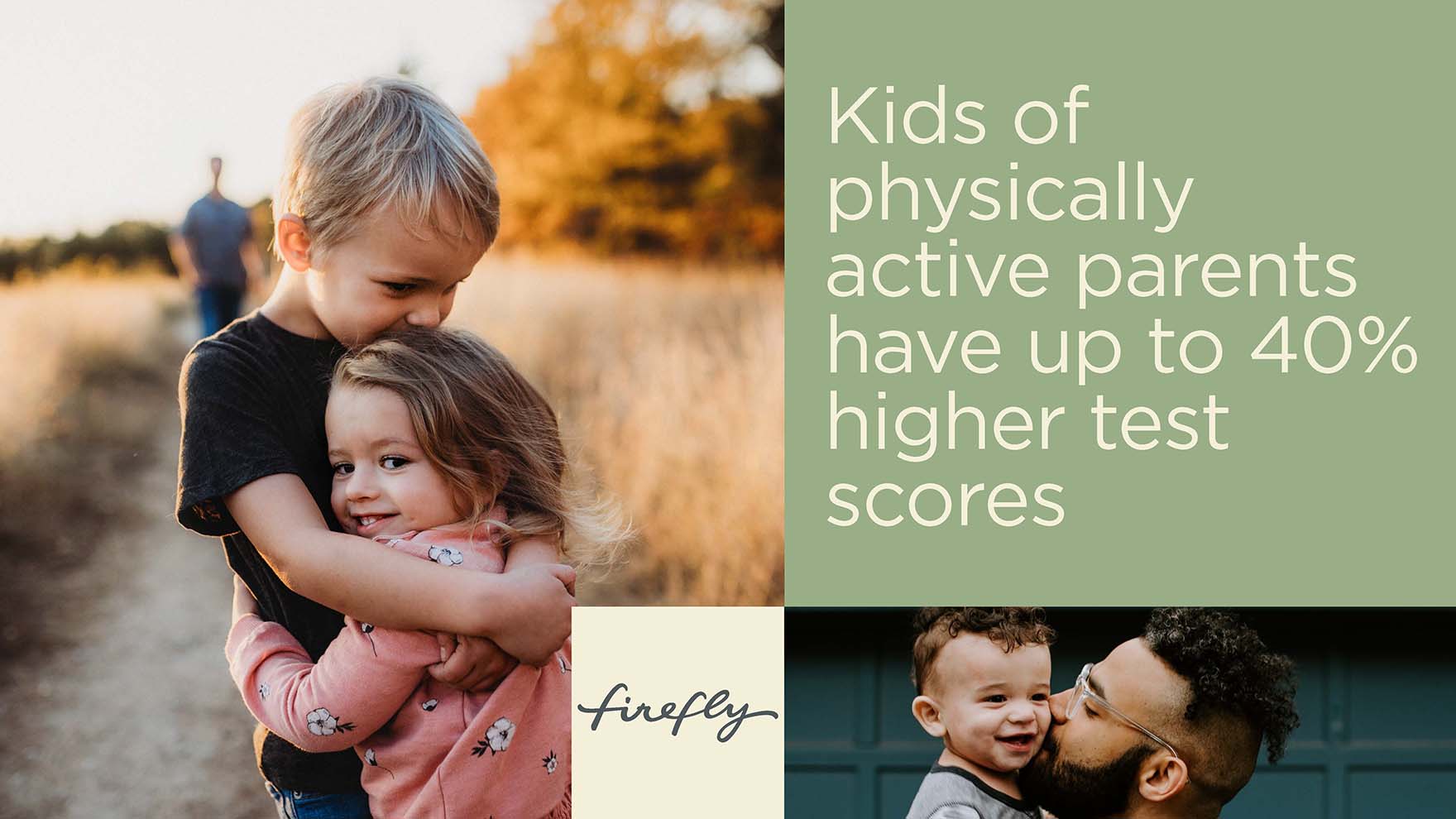 Kids of physically active parents have up to 40% higher test scores.